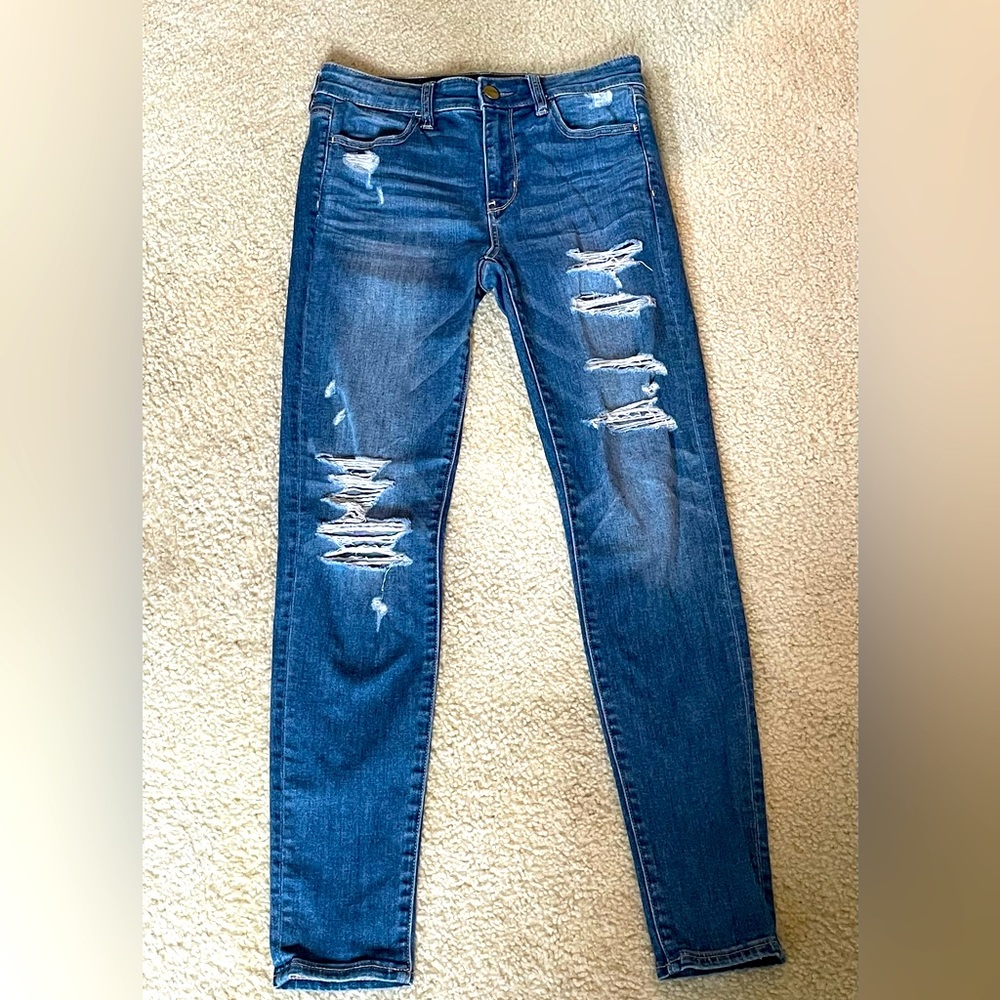 American Eagle Women’s High Rise Blue Denim Jeggings Sz 4 Regular
